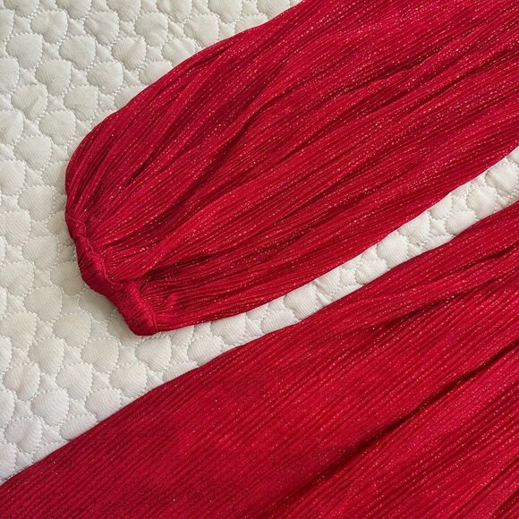 NWOT Rebecca Vallance Samantha Plisse Mini Dress Red Glitter Sparkle Holiday 8 - Picture 7 of 13